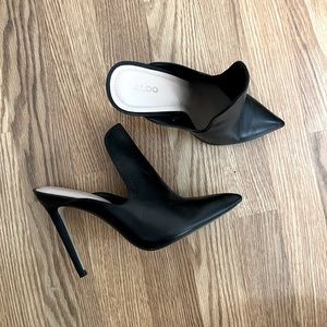 Aldo Pointed Toe Black Mules